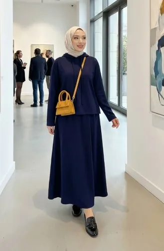 Oysho Stoff-Tunika- Und Rock-Zweiteiler 2192-05 Marineblau 2192-05