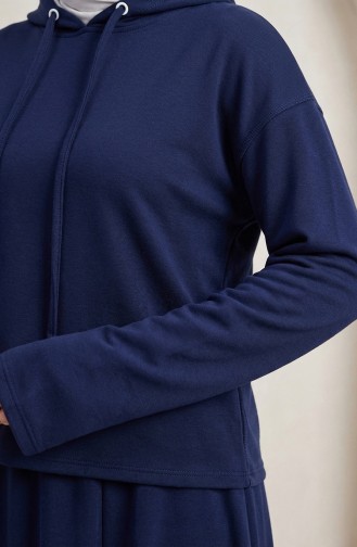 طقم تونيك وتنورة من قماش أويشو، قطعتان، 2192-05، لون كحلي 2192-05