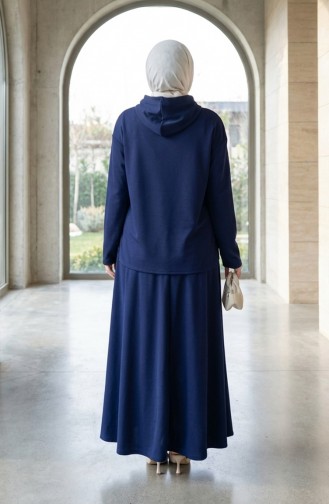 طقم تونيك وتنورة من قماش أويشو، قطعتان، 2192-05، لون كحلي 2192-05