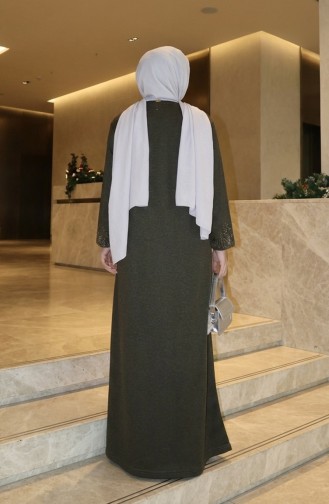 Strickkleid Für Den Winter Mit Hijab Und Strassverzierungen Modell 2178-02 Khaki 2178-02