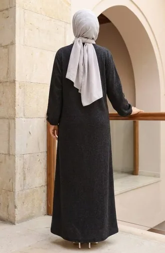 Gestricktes Winter Stone Besticktes Hijab-Kleid 2181-04 Schwarz 2181-04