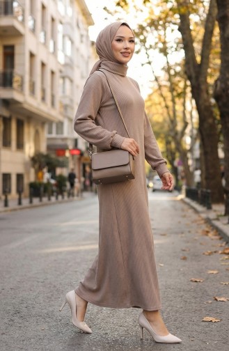 Geribbelde Coltrui-hijabjurk 2188-01 Nerts 2188-01