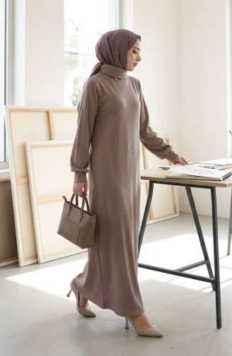 Geribbelde Coltrui-hijabjurk 2188-01 Nerts 2188-01