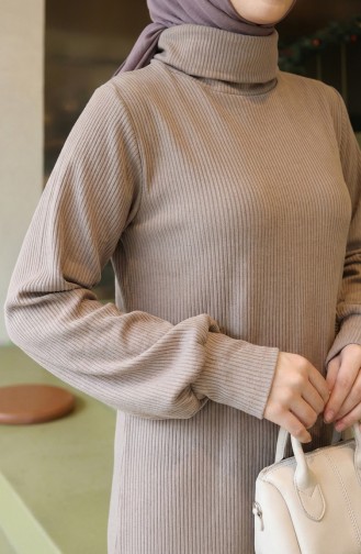 Geribbelde Coltrui-hijabjurk 2188-01 Nerts 2188-01