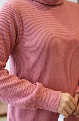 Turtleneck Ribbed Hijab Dress 2188-05 Powder Pink 2188-05