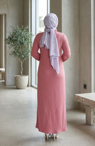 Turtleneck Ribbed Hijab Dress 2188-05 Powder Pink 2188-05