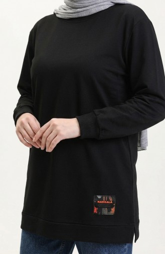 تونيك قطني ممشط بخيطين 280128-11 أسود 280128-11