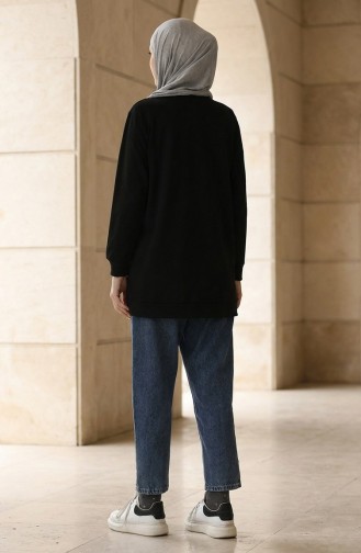 تونيك قطني ممشط بخيطين 280128-11 أسود 280128-11