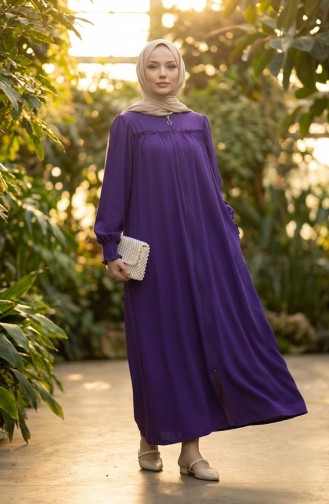 عباية بأكمام مرنة وسحاب 2035-03 بنفسجي 2035-03
