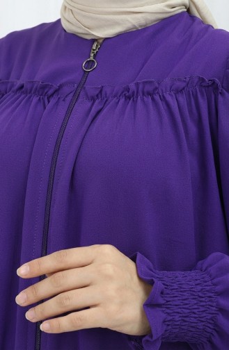 عباية بأكمام مرنة وسحاب 2035-03 بنفسجي 2035-03