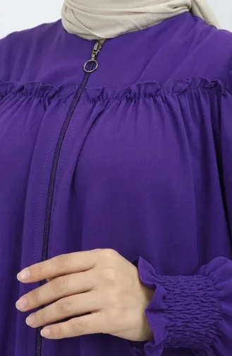 Kolu Lastikli Fermuarlı Ferace 2035-03 Mor