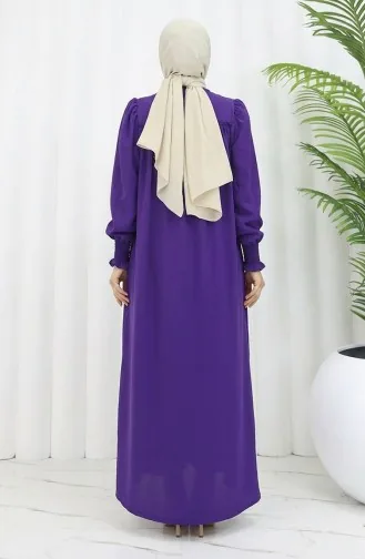 Kolu Lastikli Fermuarlı Ferace 2035-03 Mor