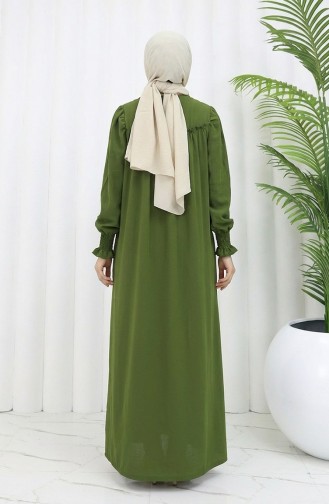 عباية بأكمام مرنة وسحاب 2035-05 كاكي 2035-05