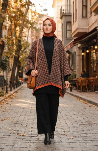 Schulterschal 1118-01 Schwarz Terracotta 1118-01