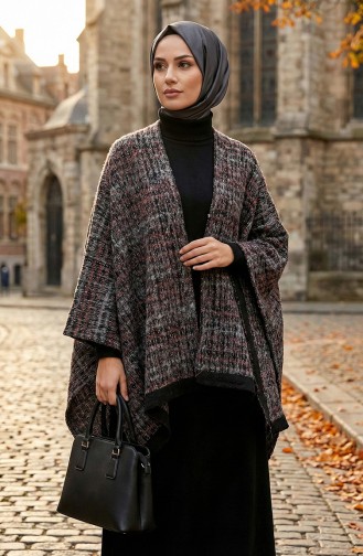 Schulterschal 1133-01 Schwarz Burgunderrot 1133-01