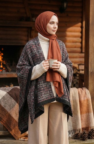 Shoulder Shawl 1133-01 Black Burgundy 1133-01