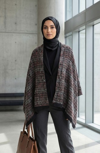 Shoulder Shawl 1133-01 Black Burgundy 1133-01