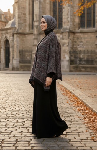 Shoulder Shawl 1133-01 Black Burgundy 1133-01