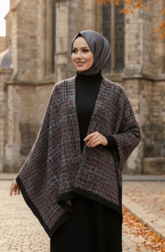 Shoulder Shawl 1133-01 Black Burgundy 1133-01