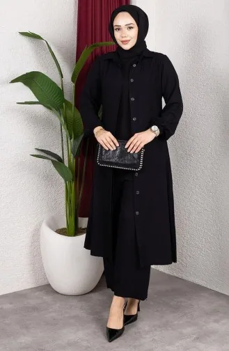 Viscose Belmando Stof Tuniek Broek Tweedelig Pak 0340-01 Zwart 0340-01