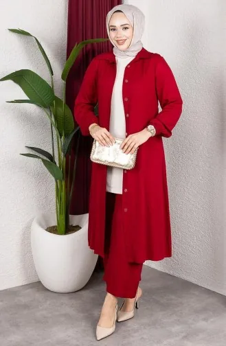 بنطلون تونيك من قماش فيسكوز بلماندو، بدلة مزدوجة 0340-02 أحمر 0340-02