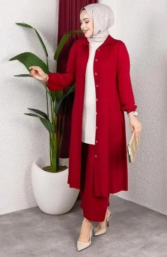 بنطلون تونيك من قماش فيسكوز بلماندو، بدلة مزدوجة 0340-02 أحمر 0340-02