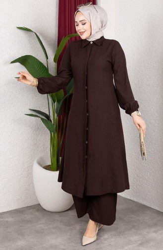Viscose Belmando Fabric Tunic Trousers Double Suit 0340-03 Brown 0340-03