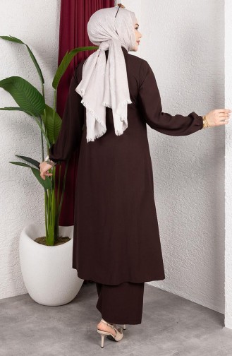 Viscose Belmando Fabric Tunic Trousers Double Suit 0340-03 Brown 0340-03