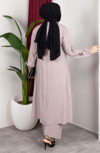 Viskon Belmando Kumaş Tunik Pantolon İkili Takım 0340-05 Taş