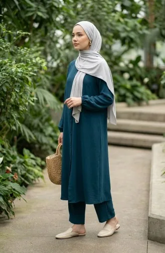 بنطلون تونيك من قماش فيسكوز بلماندو، بدلة مزدوجة 0340-06 بترولي 0340-06