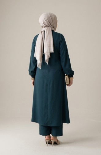 Viskon Belmando Kumaş Tunik Pantolon İkili Takım 0340-06 Petrol