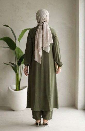 Viskon Belmando Kumaş Tunik Pantolon İkili Takım 0340-07 Haki