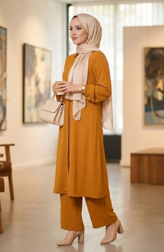 Viscose Belmando Stof Tuniek Broek Tweedelig Pak 0340-08 Mosterd 0340-08