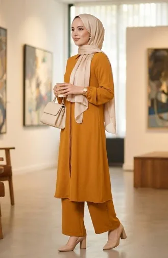 Viscose Belmando Fabric Tunic Trousers Two Piece Suit 0340-08 Mustard 0340-08