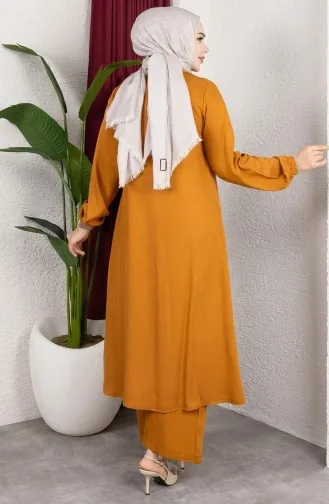 Viscose Belmando Fabric Tunic Trousers Two Piece Suit 0340-08 Mustard 0340-08