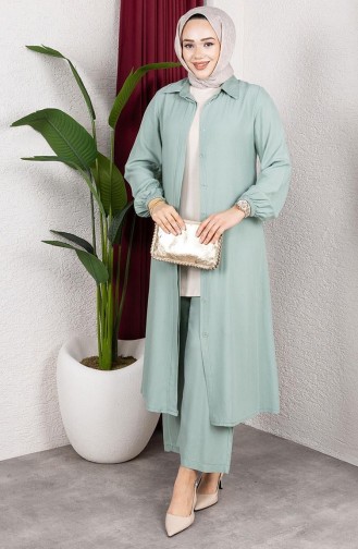 Viscose Belmando Fabric Tunic Trousers Two Piece Suit 0340-09 Mint Green 0340-09