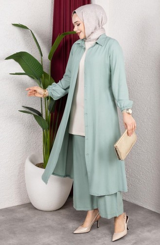 Viscose Belmando Fabric Tunic Trousers Two Piece Suit 0340-09 Mint Green 0340-09