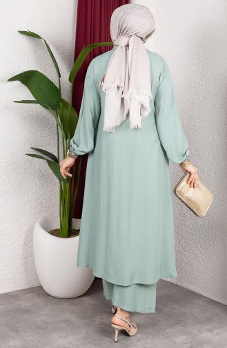 Viscose Belmando Fabric Tunic Trousers Two Piece Suit 0340-09 Mint Green 0340-09