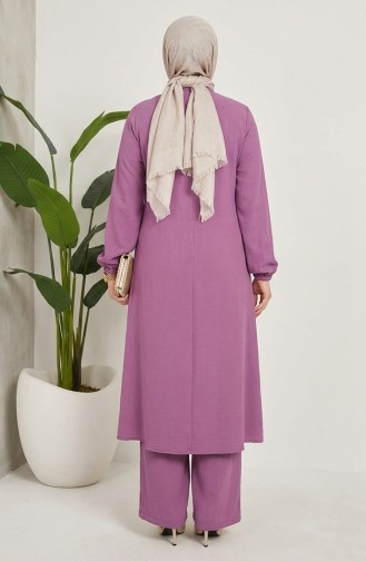 Viskon Belmando Kumaş Tunik Pantolon İkili Takım 0340-10 Gül Kurusu