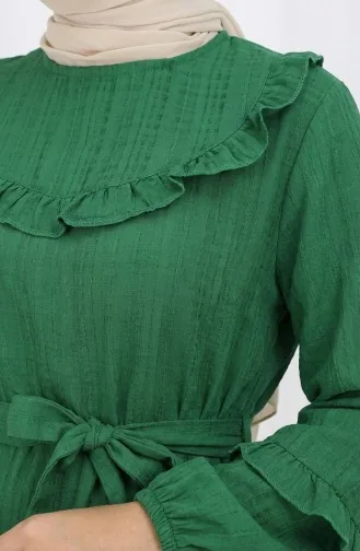 فستان بحزام مكشكش 2159-08 أخضر 2159-08