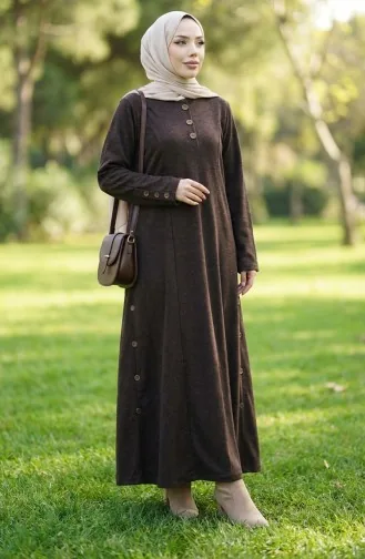 Winterkleid Aus Strickstoff Mit Knopfleiste Modell 2183-02 Braun 2183-02