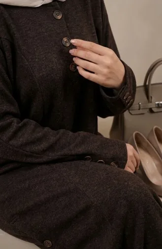 Winterkleid Aus Strickstoff Mit Knopfleiste Modell 2183-02 Braun 2183-02