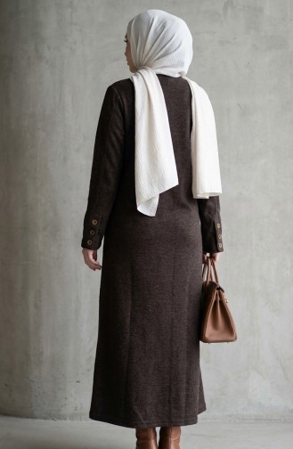 Robe D`hiver Modeste En Maille Avec Détails De Boutons 2183-02 Marron 2183-02