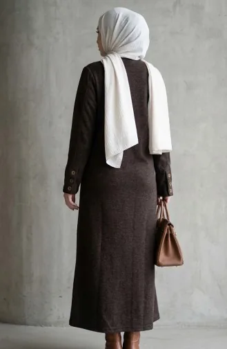 Winterkleid Aus Strickstoff Mit Knopfleiste Modell 2183-02 Braun 2183-02