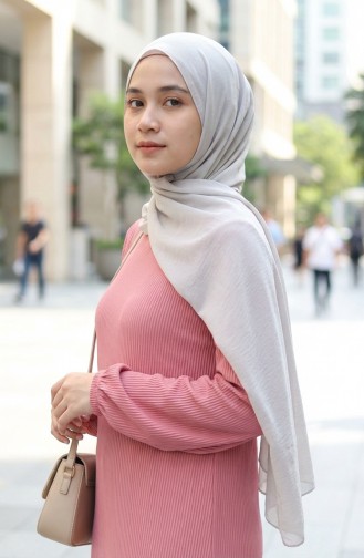 Geplooide Hijabjurk Met Tailleband 2186-01 Poederroze 2186-01