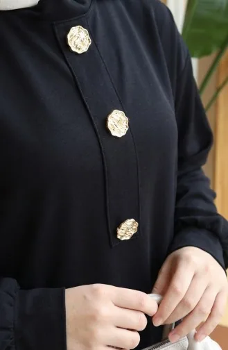 Hijab-Kleid Mit Knopfdetails 2193-02 Schwarz 2193-02