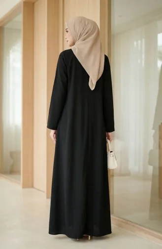 Hijab-Kleid Mit Knopfdetails 2193-02 Schwarz 2193-02
