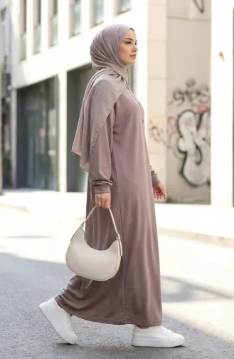 Robe Hijab à Boutons 2193-03 Vison 2193-03