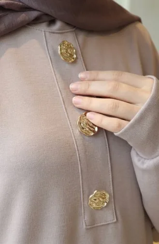 Robe Hijab à Boutons 2193-03 Vison 2193-03