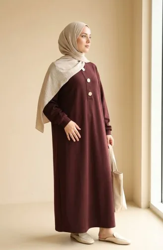 Robe Hijab à Boutons 2193-04 Marron 2193-04